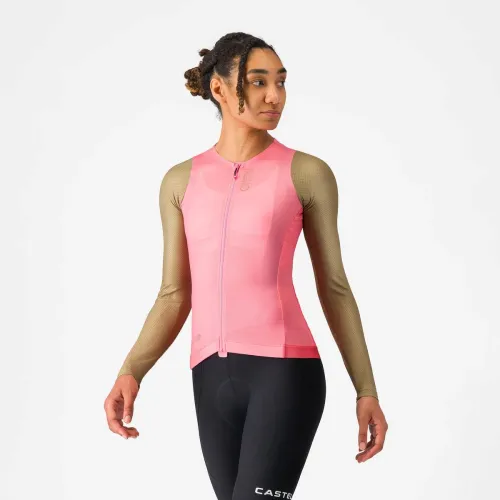 dámský dres s dlouhým rukávem CASTELLI Corretto W Long Sleeve Jersey Rosa Giro/Elmwood