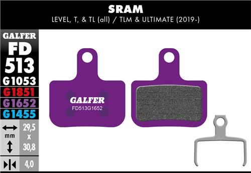 brzdové destičky Galfer FD513 Level, T, TL, TLM, ULT (2019-), Force AXS (e-bikes purple)
