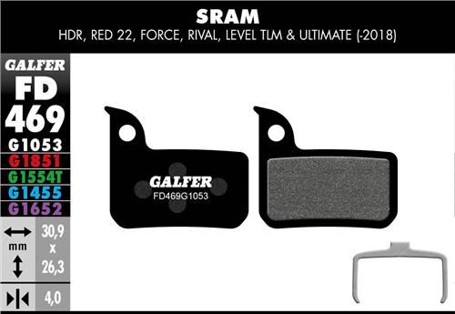 brzdové destičky Galfer FD469 Sram Level ULT/TLM (old), HDR (standard black)