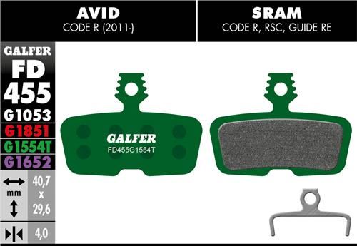 brzdové destičky Galfer FD455 Sram Code, Guide RE (pro green)