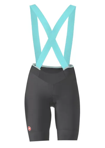 dámské kraťasy s laclem Castelli Prima 2 DT Bibshort Dark Gray/Pool Blue