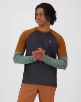 volný dres s dlouhým rukávem MONS ROYALE Tarn Merino Wind Jersey Cypress/Caramel/Black (1)