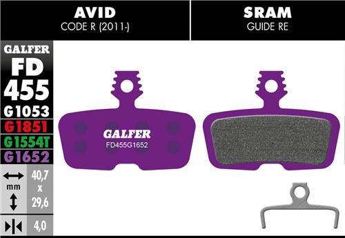 brzdové destičky Galfer FD455 Sram Code, Guide RE (e-bike purple)