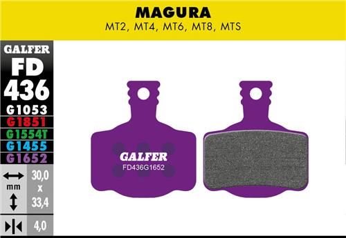 brzdové destičky Galfer FD436 Magura MT2, MT4, MT6. MT8, MTS, Campagnolo (e-bike purple)