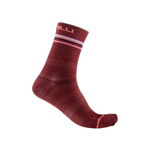 dámské zimní ponožky Castelli Go W 15 Sock Bordeaux/Brilliant Pink-White