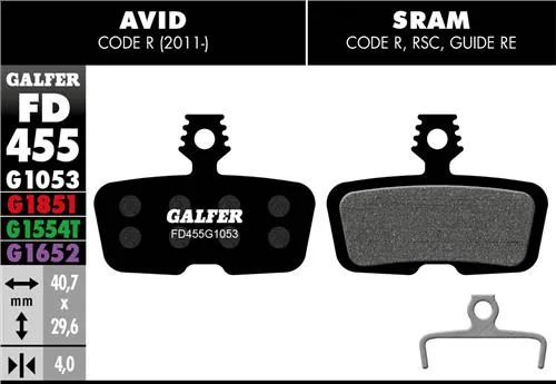 brzdové destičky Galfer FD455 Sram Code, Guide RE (standard black)