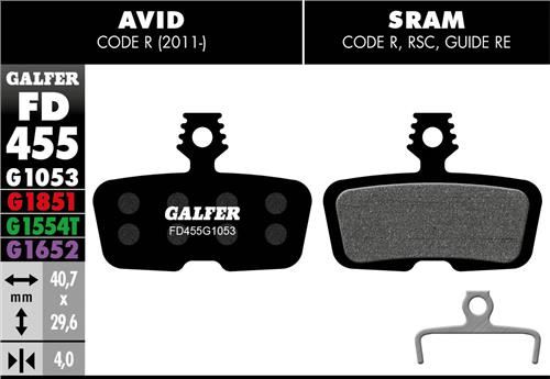 brzdové destičky Galfer FD455 Sram Code, Guide RE (standard black)