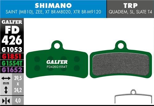 brzdové destičky Galfer FD426 Shimano Saint, Zee, TRP (pro green)