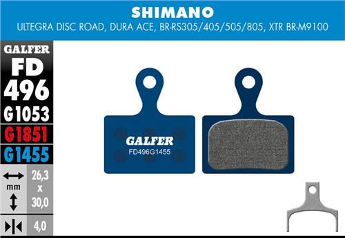brzdové destičky Galfer FD496 Shimano XTR, Ultegra, Dura Ace (road blue)
