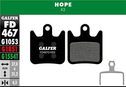 brzdové destičky Galfer FD467 Hope X2 (standard black)