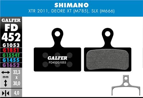 brzdové destičky Galfer FD452 Shimano, Deore, SLX, XT, XTR (standard black)