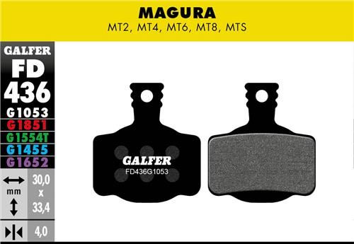 brzdové destičky Galfer FD436 Magura MT2, MT4, MT6, MT8, MTS, Campagnolo (Standard black)