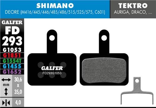brzdové destičky Galfer FD293 Shimano, Tektro, TRP (standard black) nebalené
