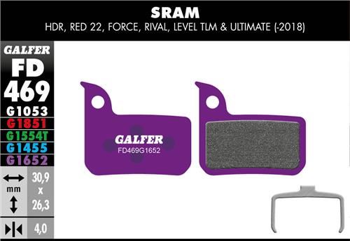 brzdové destičky Galfer FD469 Sram Level ULT/TLM (old), HDR (e-bike purple)