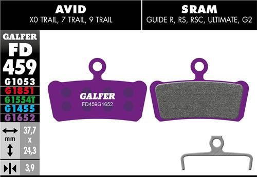 brzdové destičky Galfer FD459 Sram Guide (e-bike purple)