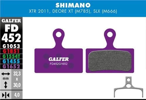 brzdové destičky Galfer FD452 Shimano, Deore, SLX, XT, XTR (e-bikes purple)