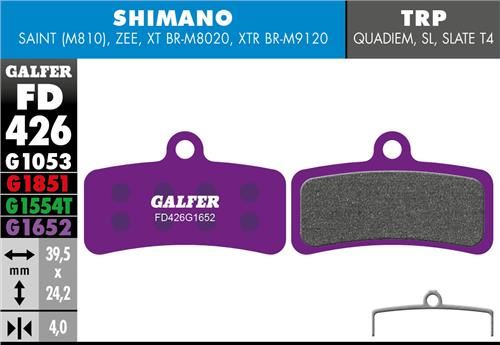 brzdové destičky Galfer FD426 Shimano Saint, Zee, TRP (e-bikes purple) nebalené