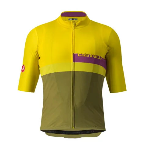 dres Castelli A Blocco Jersey Passion Fruit/Amethist-Green