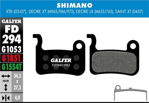 brzdové destičky Galfer FD294 Shimano, Deore, LX, XT Saint 04-7, XTR 03-7 (standard black)