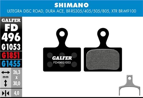 brzdové destičky Galfer FD496 Shimano XTR, Ultegra, Dura Ace (standard black) nebalené