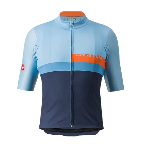 dres Castelli A Blocco Jersey Baby Blue/Scarlet Lava-Niagara