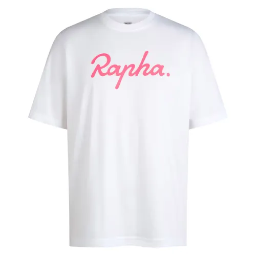 tričko RAPHA Men’s Cotton Logo T-Shirt White/High-Vis Pink